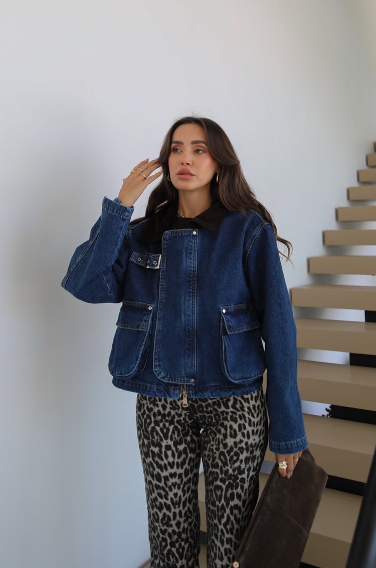 Mavi Önü Apolet Detaylı Denim Ceket