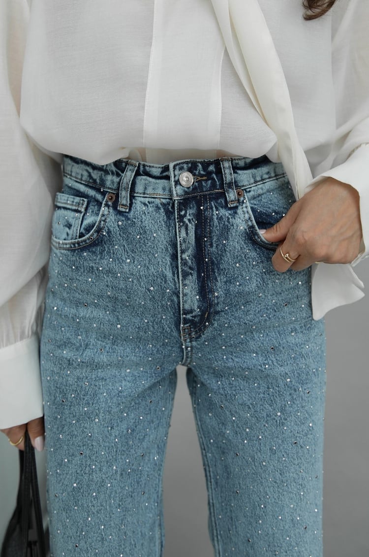 Mavi Sanders Taşlı Wide Leg Jean