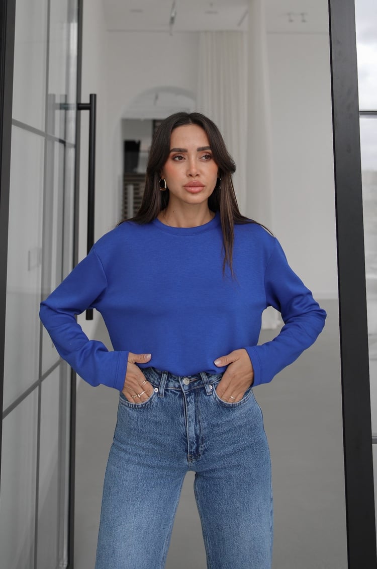 Mavi Tinta Bisiklet Yaka İnce Sweatshirt