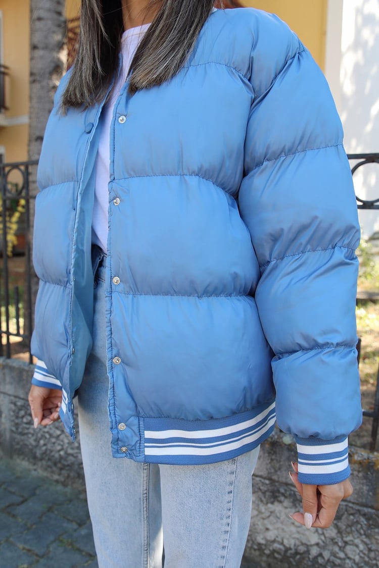 Mavi Yankees Şişme Mont