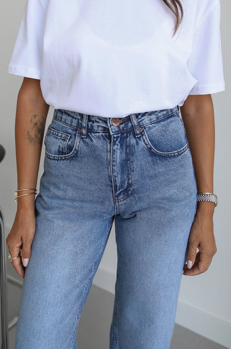 Mavi Yüksek Bel Fit Mom Jean