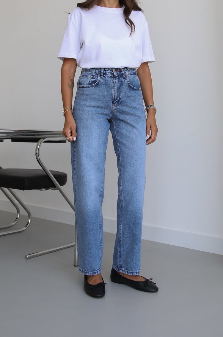 Mavi Yüksek Bel Fit Mom Jean