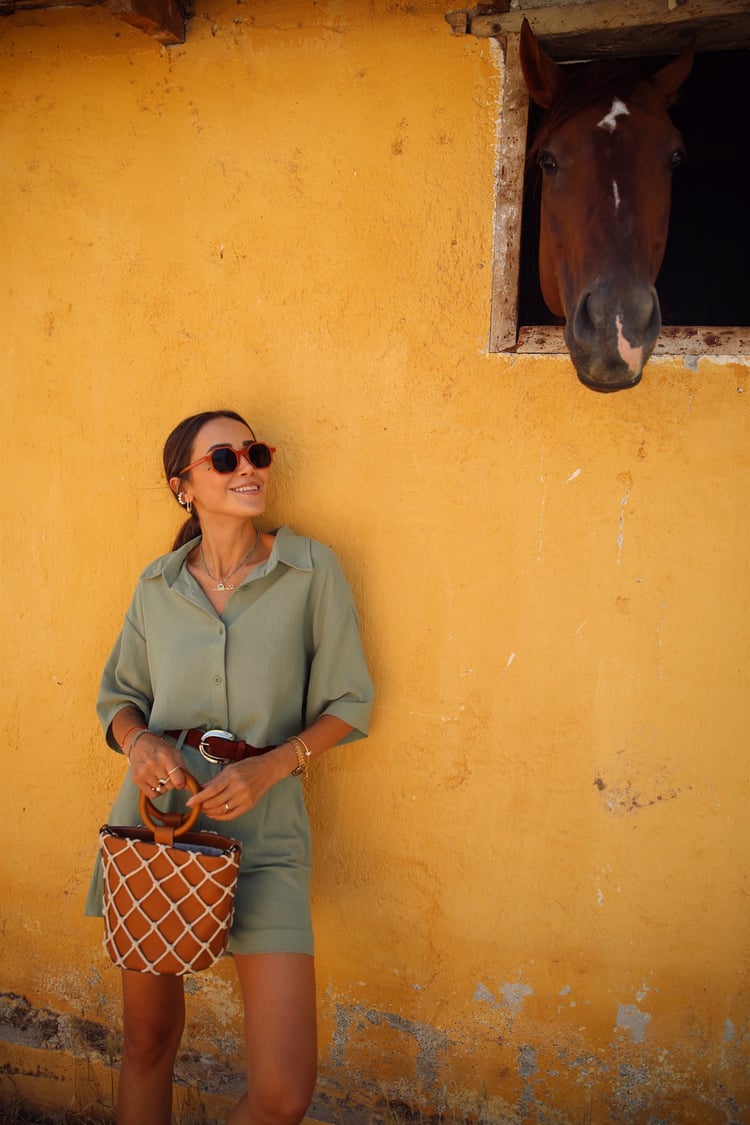 Mint Gömlek Şort Takım