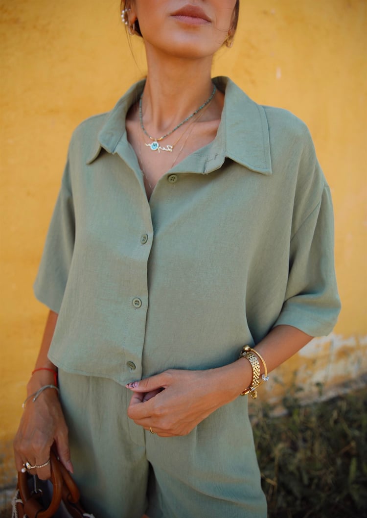 Mint Gömlek Şort Takım