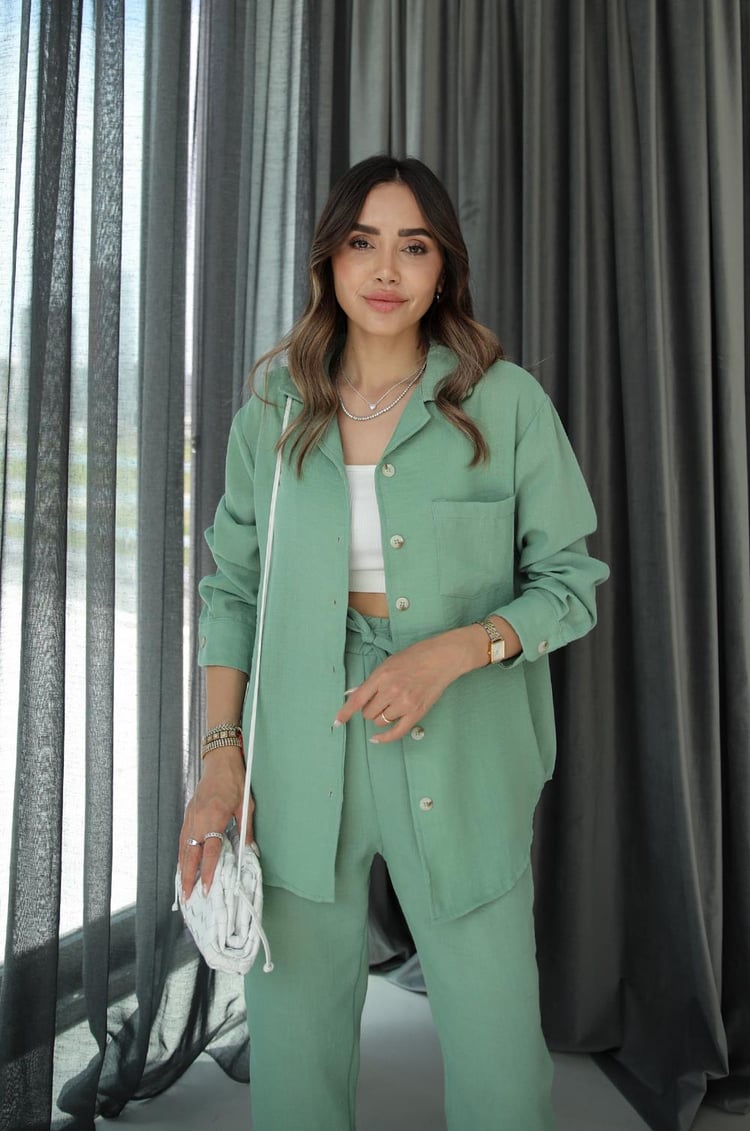 Mint Yeşili Pelham Keten Takım