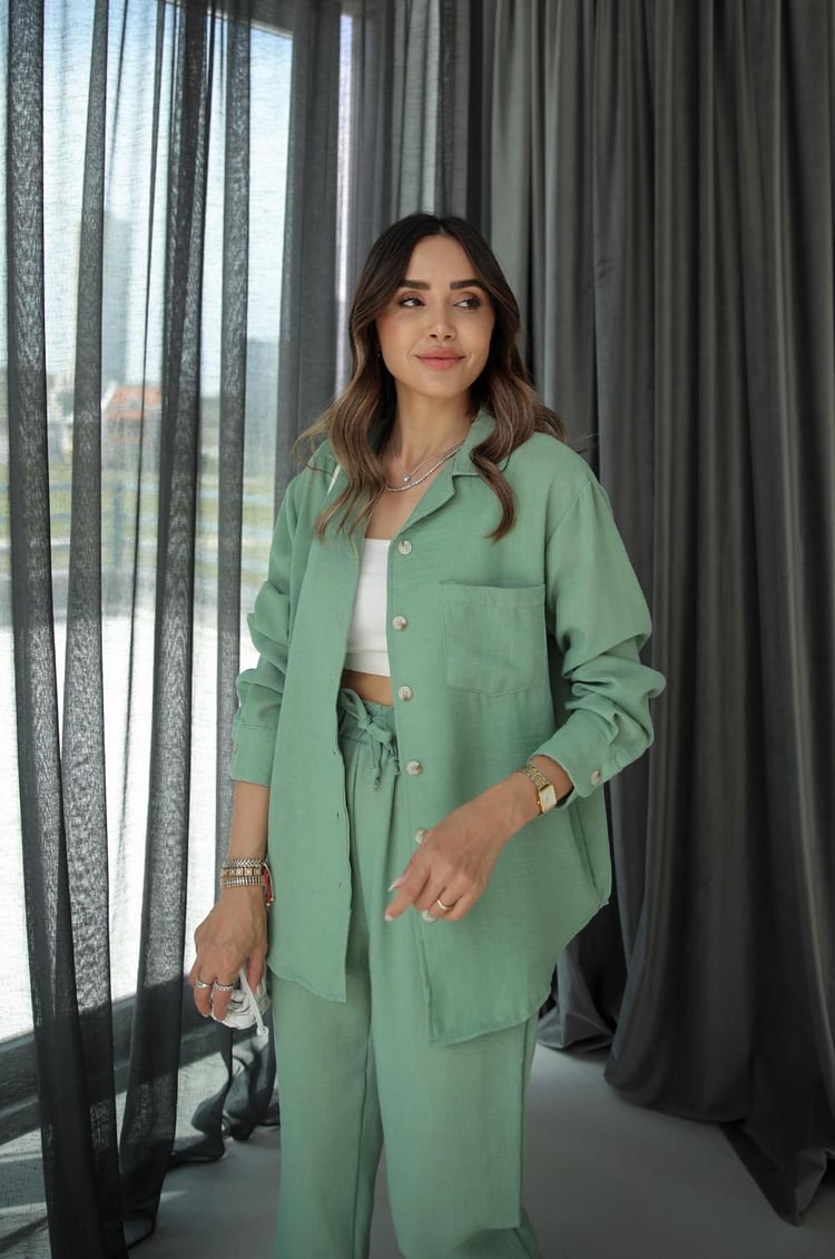 Mint Yeşili Pelham Keten Takım