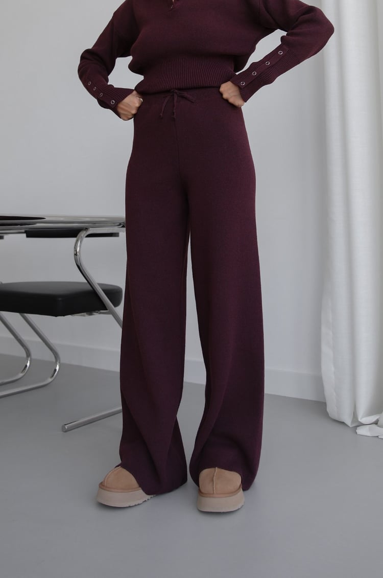 Mürdüm Lara Triko Bluz Pantolon Takım