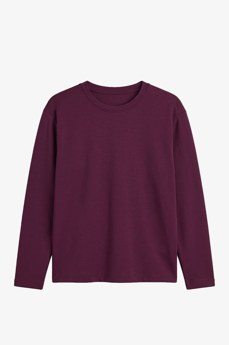 Mürdüm Tinta Bisiklet Yaka İnce Sweatshirt