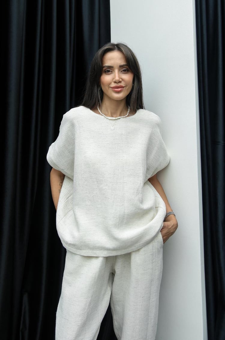Natural Nilsa Keten Karışımlı Takım