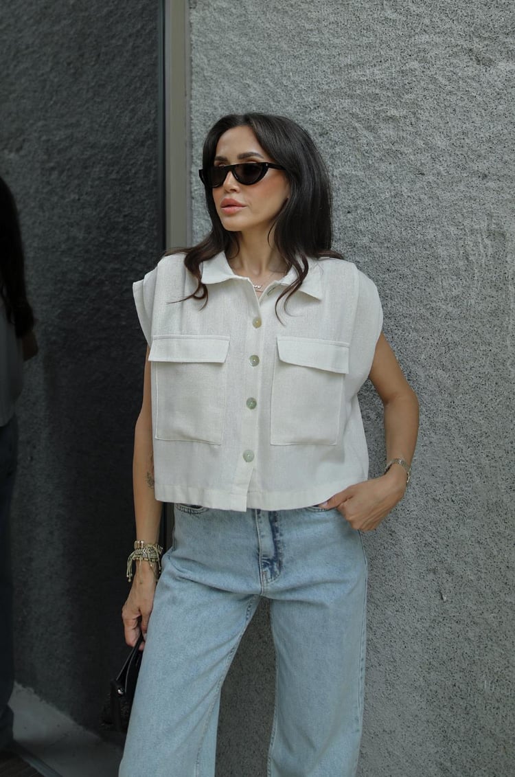 Natural Torba Cepli Keten Gömlek