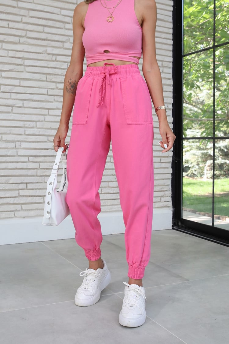 Pembe Beli İpli Pantolon