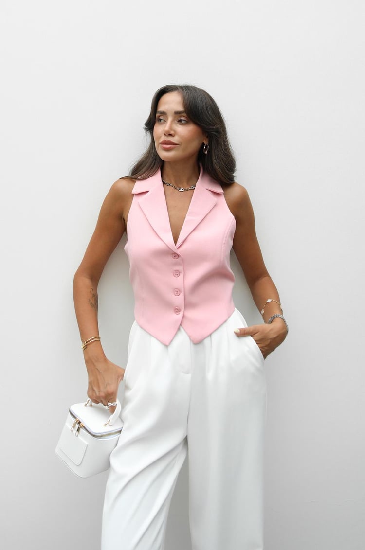 Pembe Cut Out Yelek