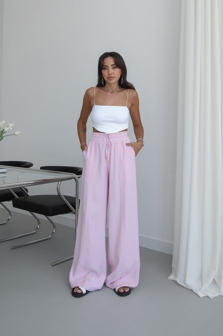 Pembe Dawn Beli Lastikli Cepli Pantolon