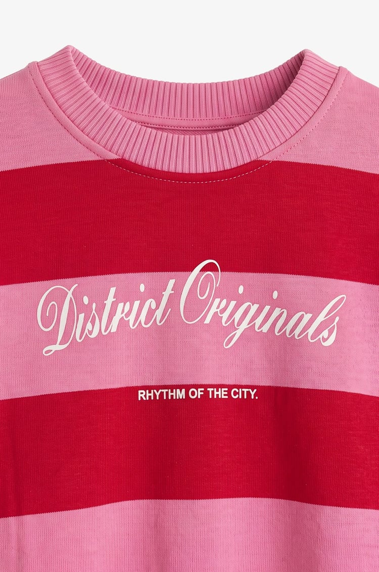 Pembe District Orginals Baskılı Sweatshirt