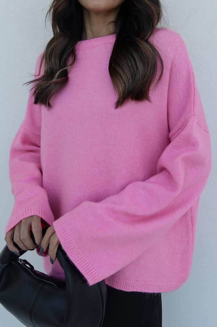 Pembe Geniş Kol Basic Kazak