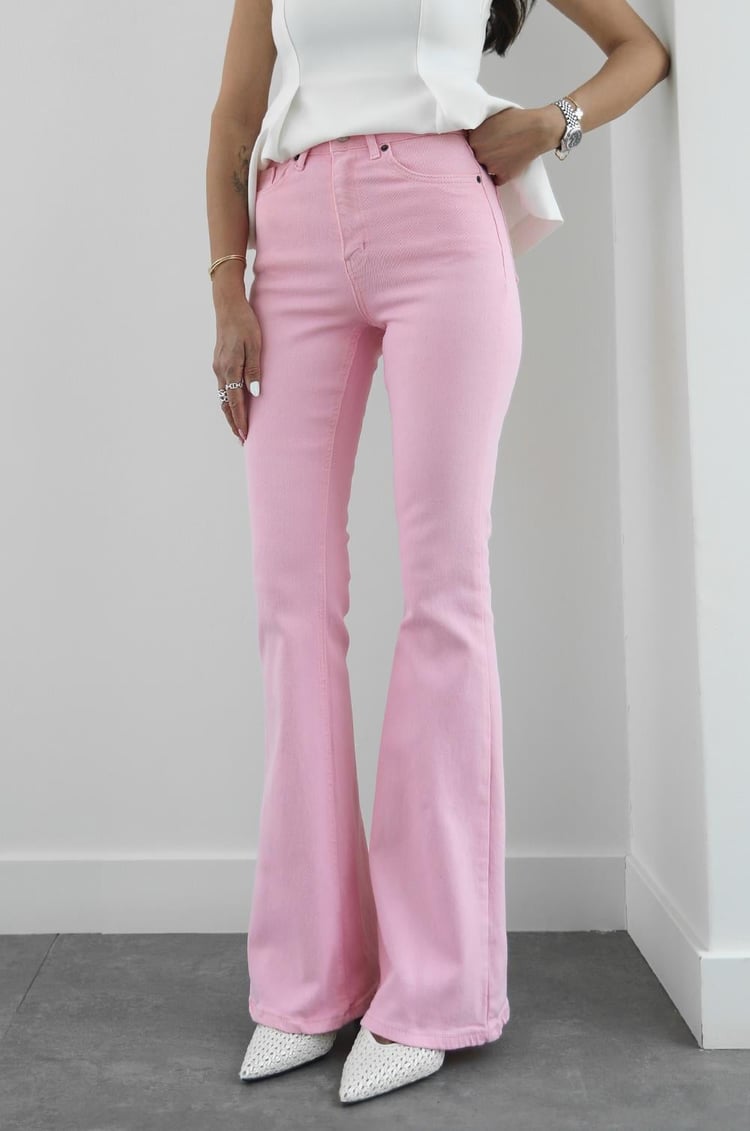 Pembe İspanyol Paça Jean