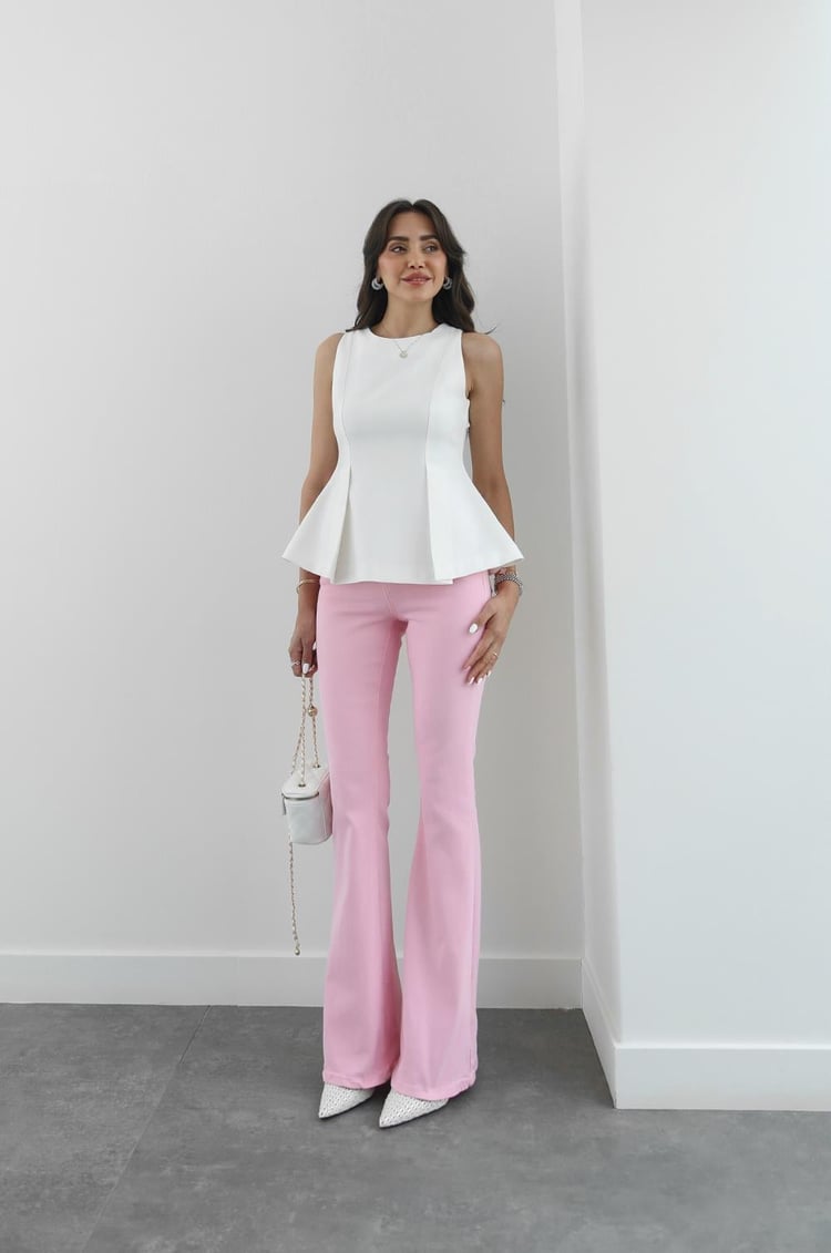 Pembe İspanyol Paça Jean