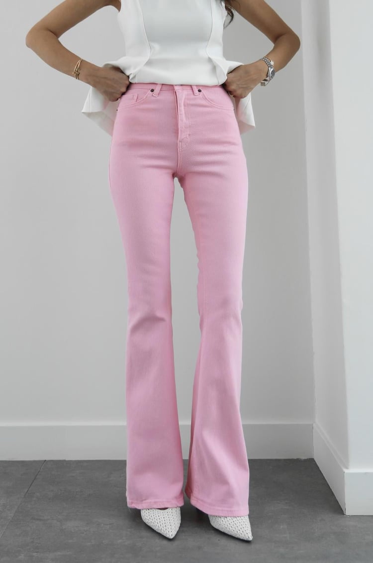 Pembe İspanyol Paça Jean
