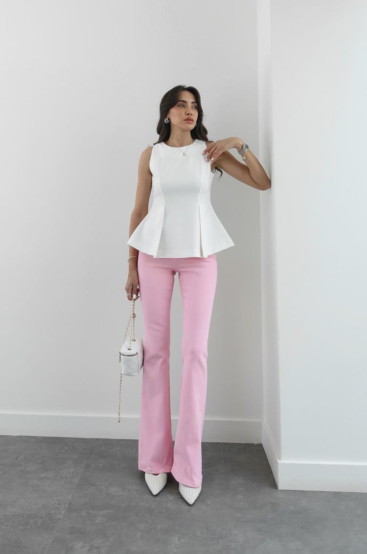 Pembe İspanyol Paça Jean