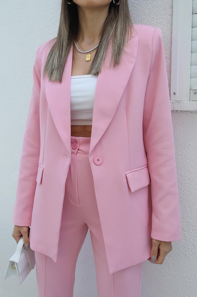 Pembe İspanyol Pantolon Blazer Premium Takım
