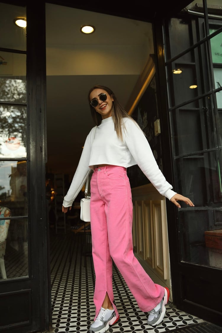 Pembe Kadife Pantolon 