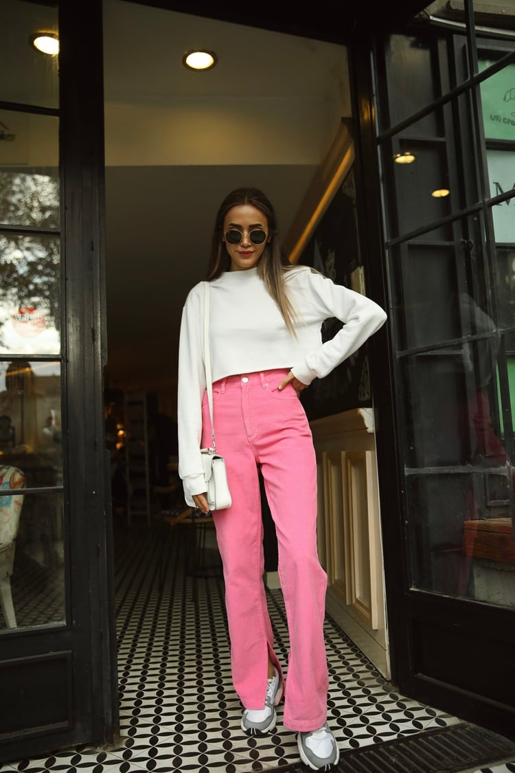 Pembe Kadife Pantolon 