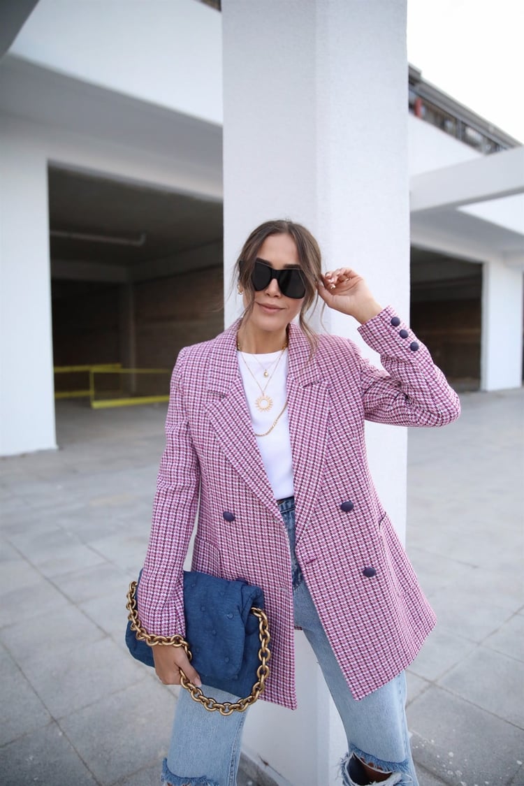 Pembe Kazayağı Blazer Ceket