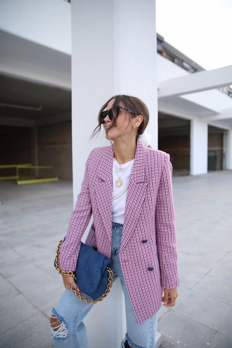 Pembe Kazayağı Blazer Ceket