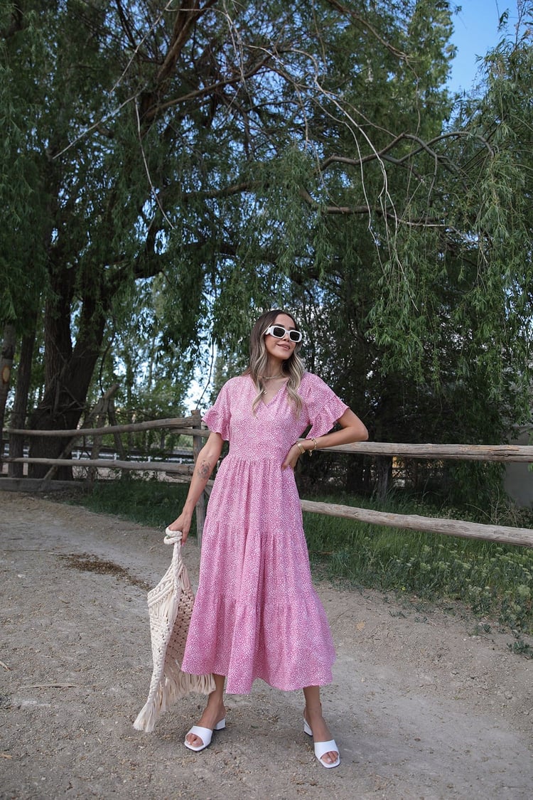 Pembe Kruvaze Yaka Elbise