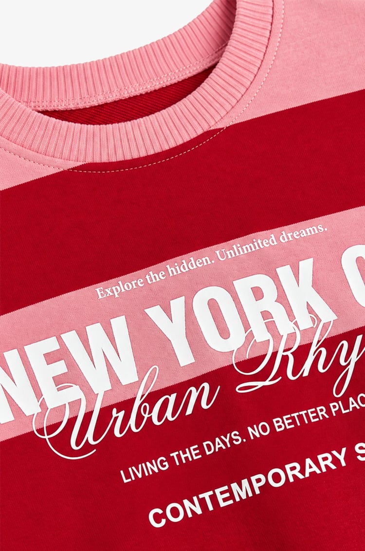 Pembe New York City Baskılı Sweatshirt