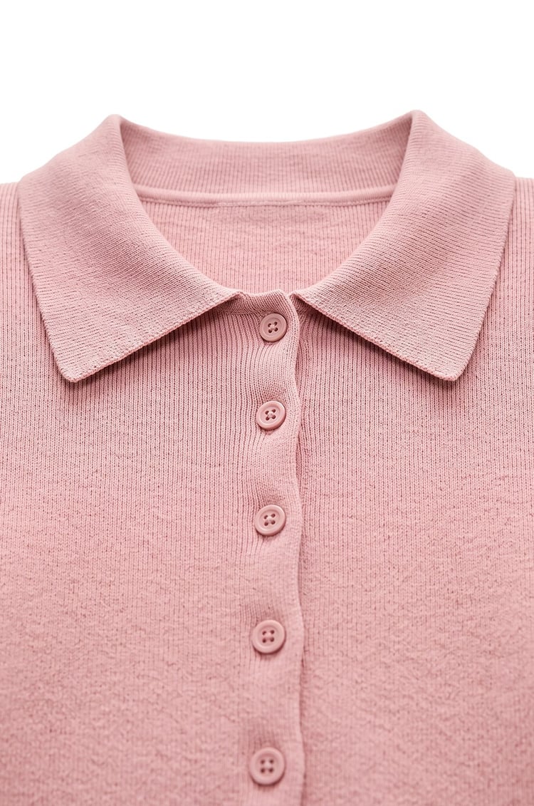 Pembe Önü Düğmeli Vatkalı Hırka