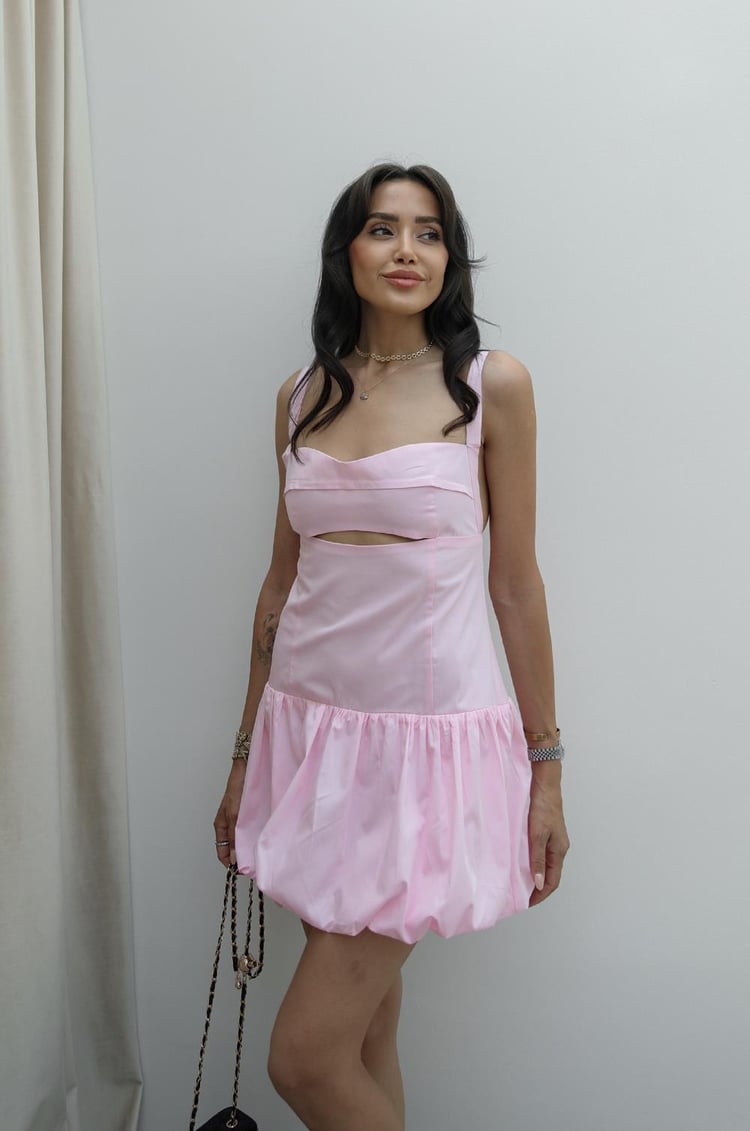 Pembe Pragya Mini Balon Elbise