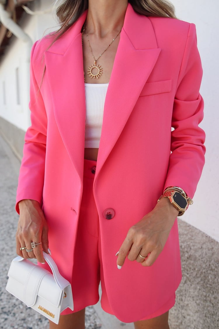 Pembe Şortlu Blazer Takım