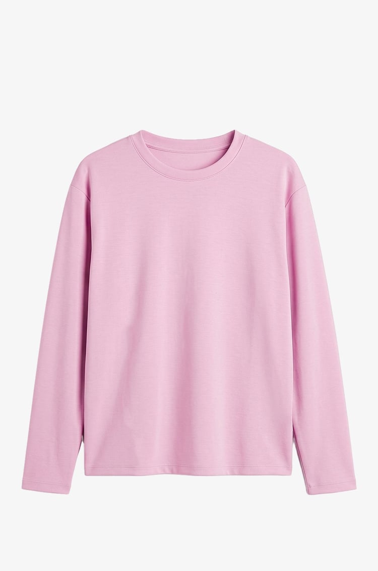 Pembe Tinta Bisiklet Yaka İnce Sweatshirt