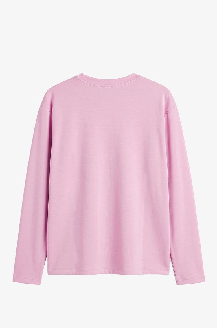 Pembe Tinta Bisiklet Yaka İnce Sweatshirt