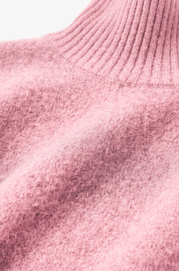 Pembe Yarasa Kol Yumuşak Dokulu Kazak