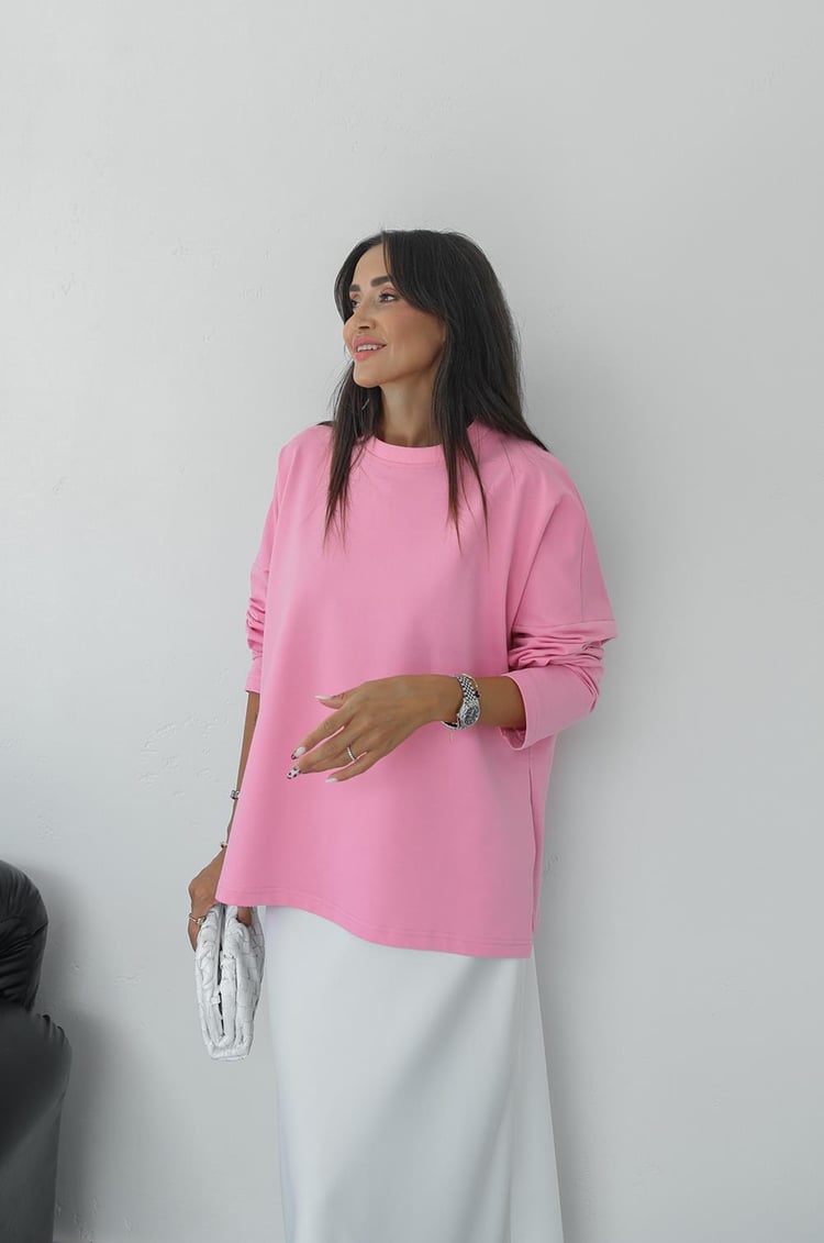 Pembe Yırtmaçlı Oversize Sweatshirt