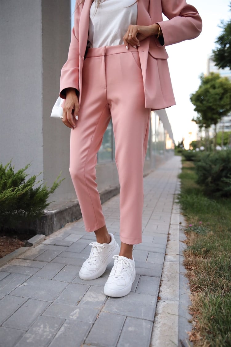 Pudra Blazer Ceket Pantolon Takım