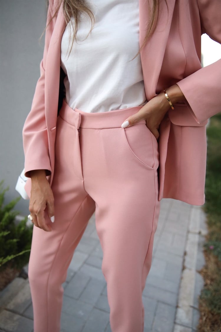 Pudra Blazer Ceket Pantolon Takım
