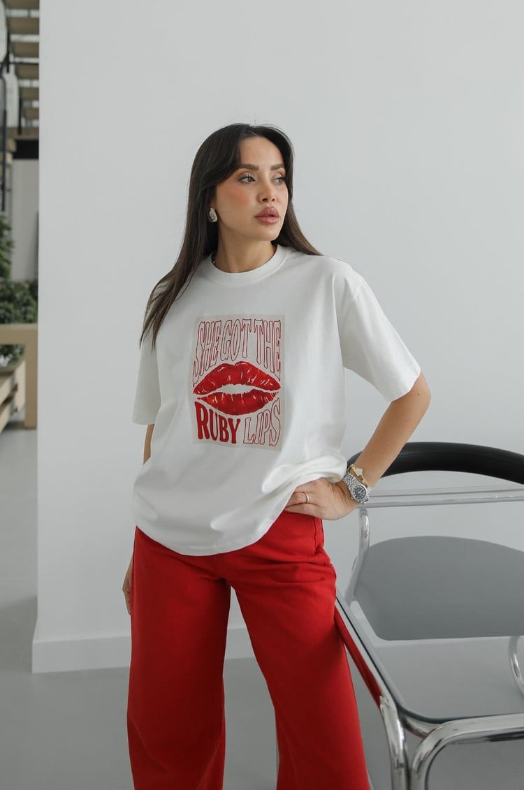 Ruby Lips Baskılı Tişört