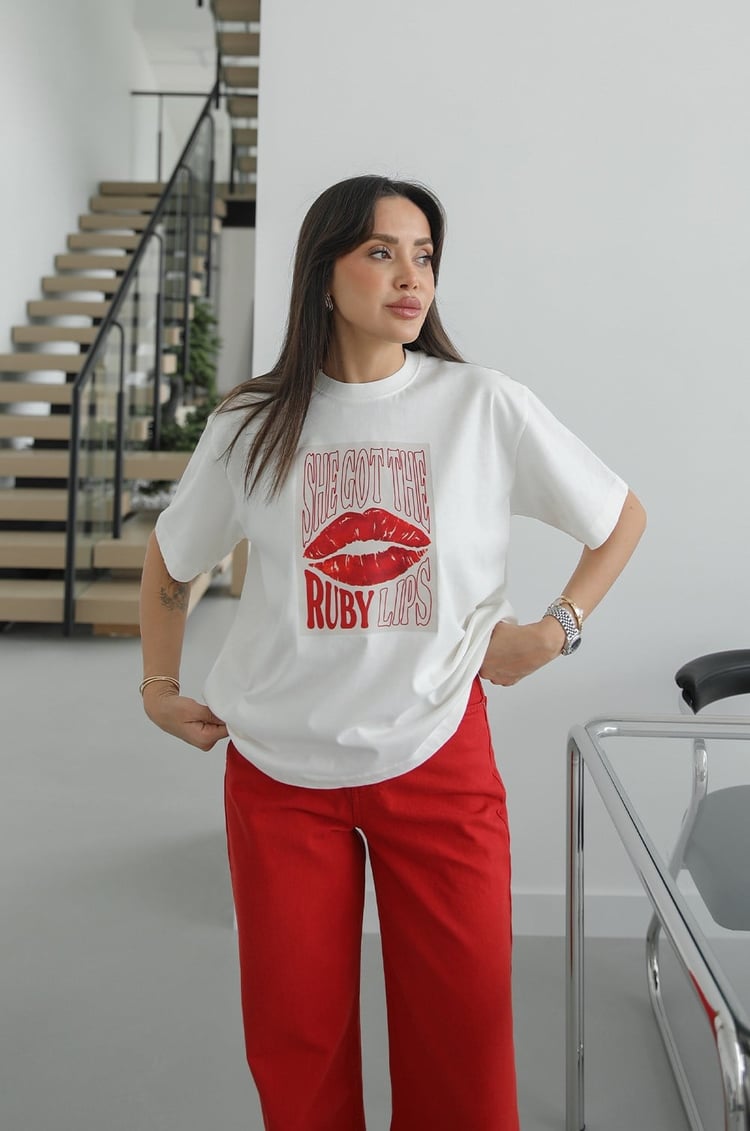 Ruby Lips Baskılı Tişört