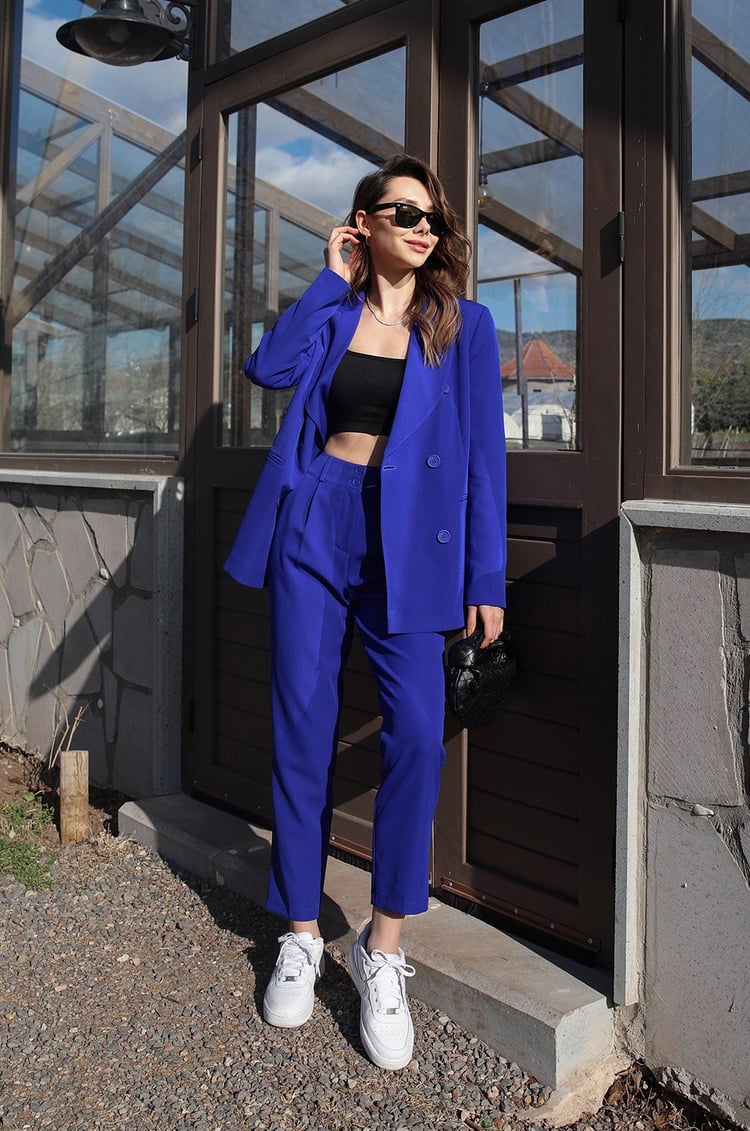 Saks Mavisi Pantolon Blazer Takım