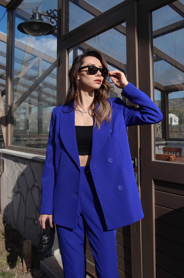 Saks Mavisi Pantolon Blazer Takım