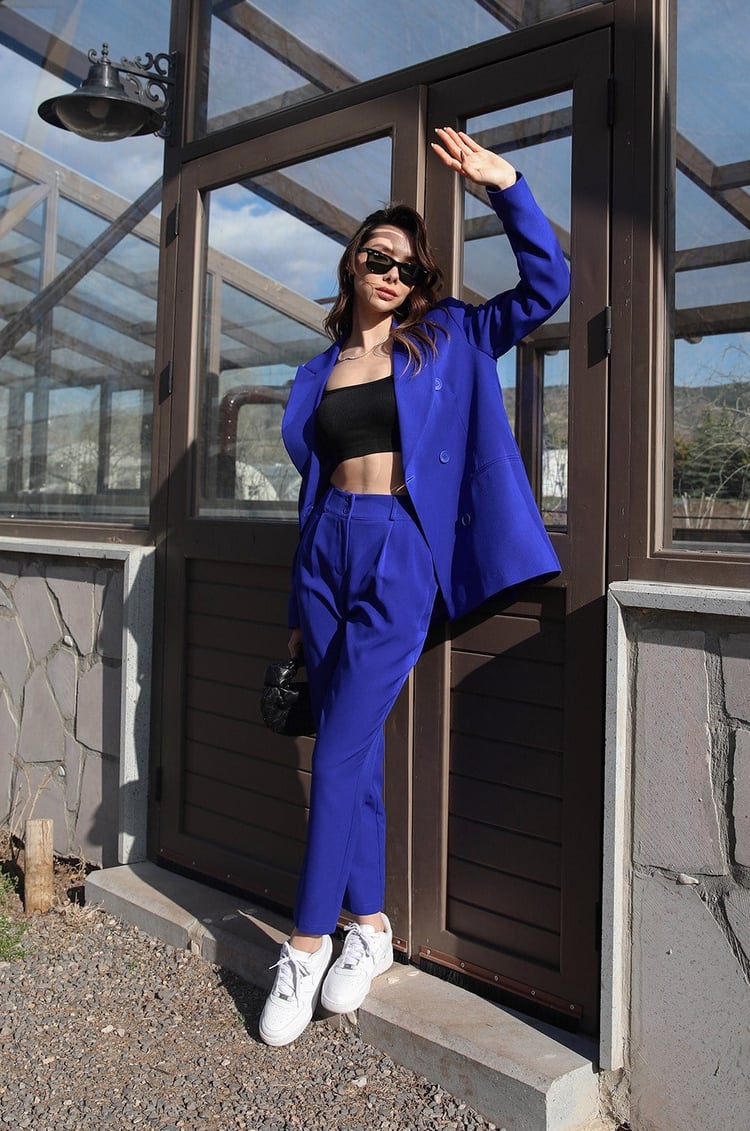 Saks Mavisi Pantolon Blazer Takım