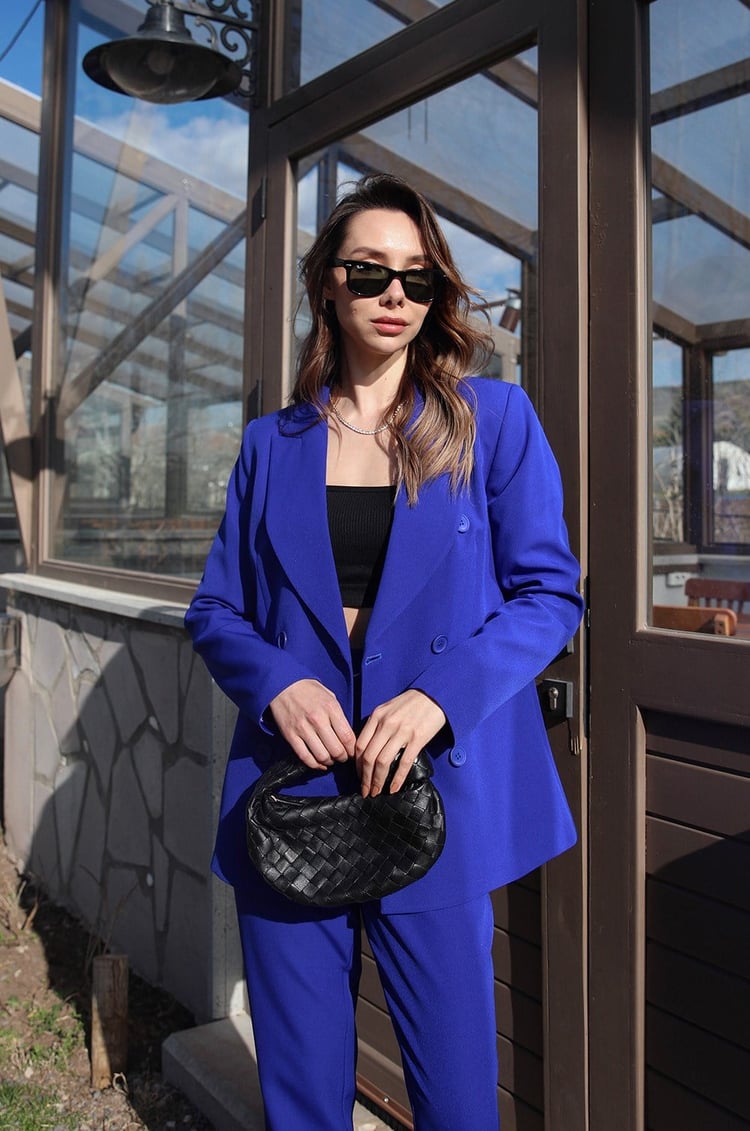 Saks Mavisi Pantolon Blazer Takım