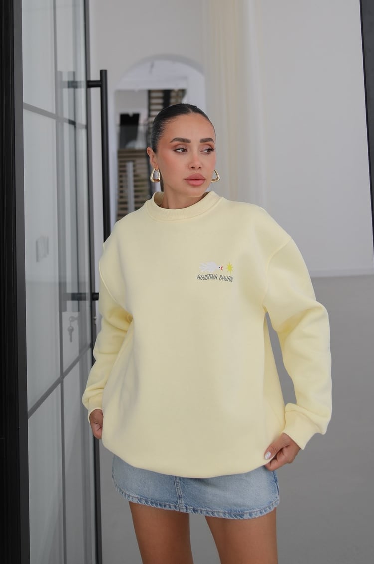 Sarı Agustina Shuan Baskılı Sweatshirt