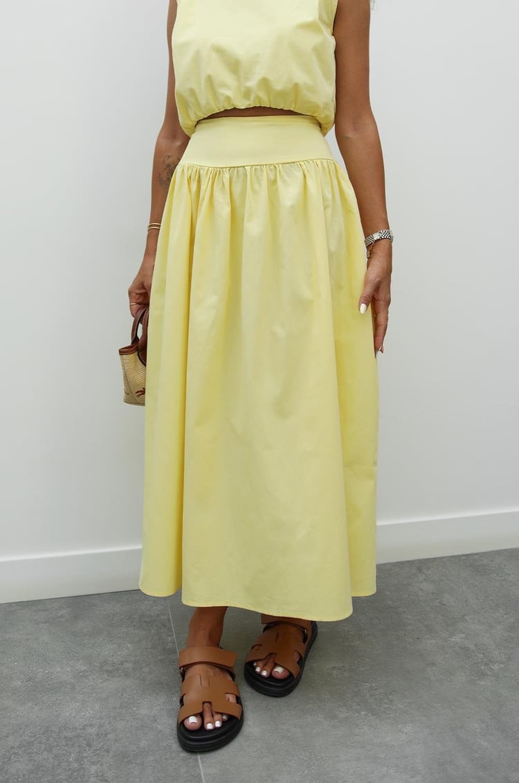 Sarı Altı Lastikli Crop Etek Takım