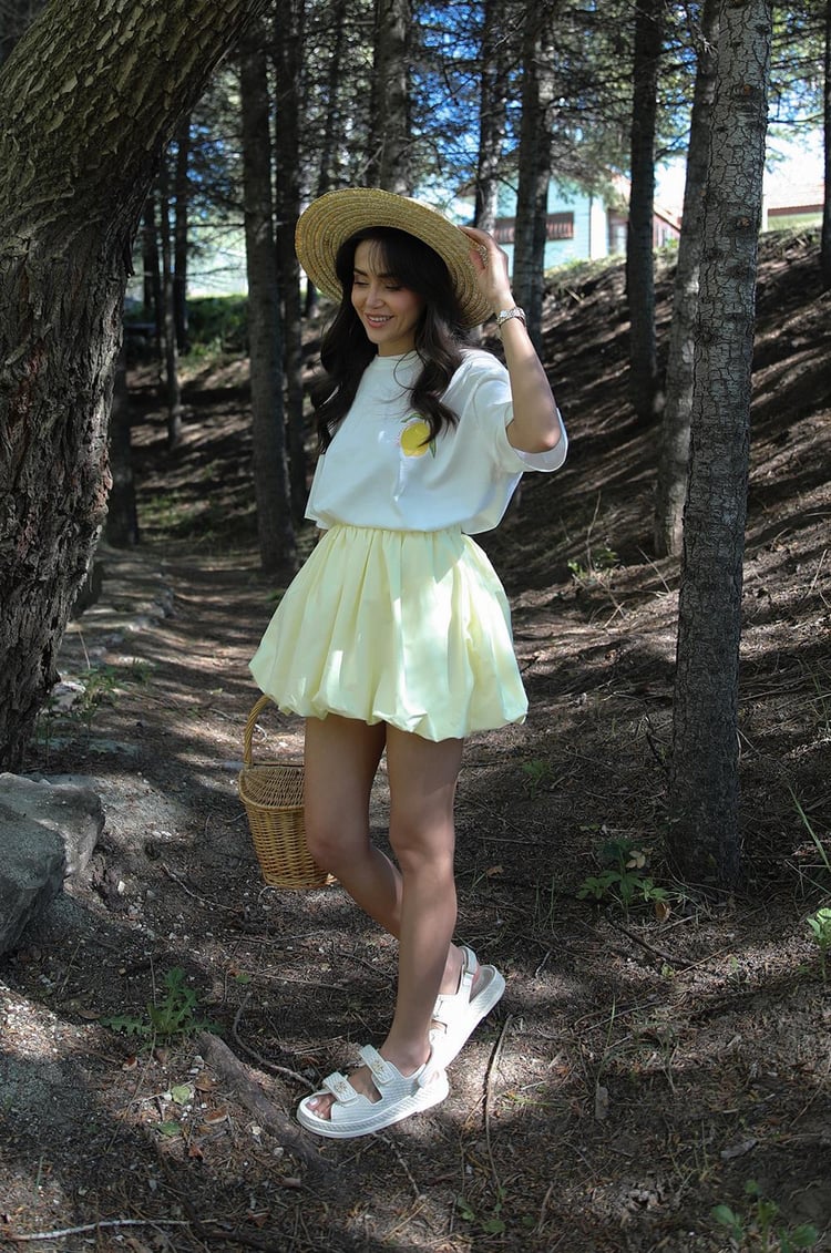 Sarı Balon Loure Mini Etek