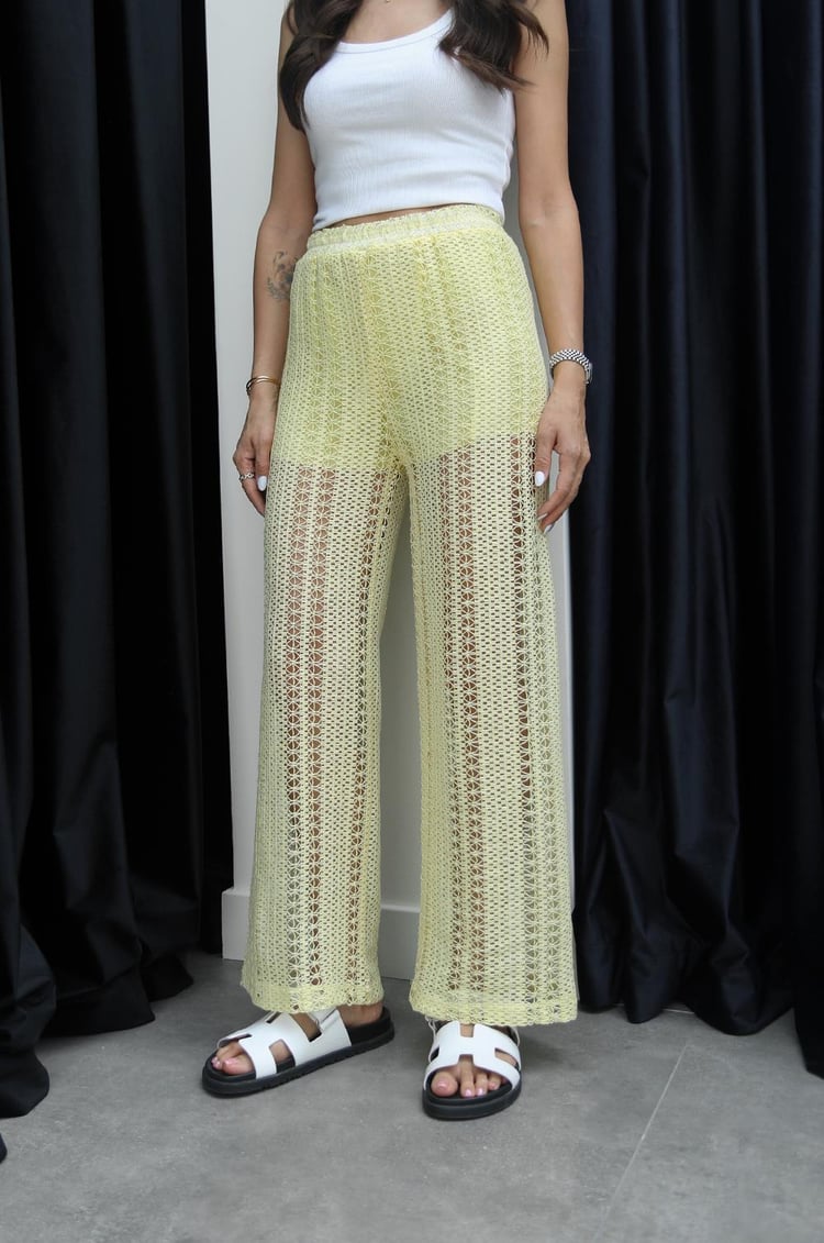 Sarı Gela Dantel Pantolon