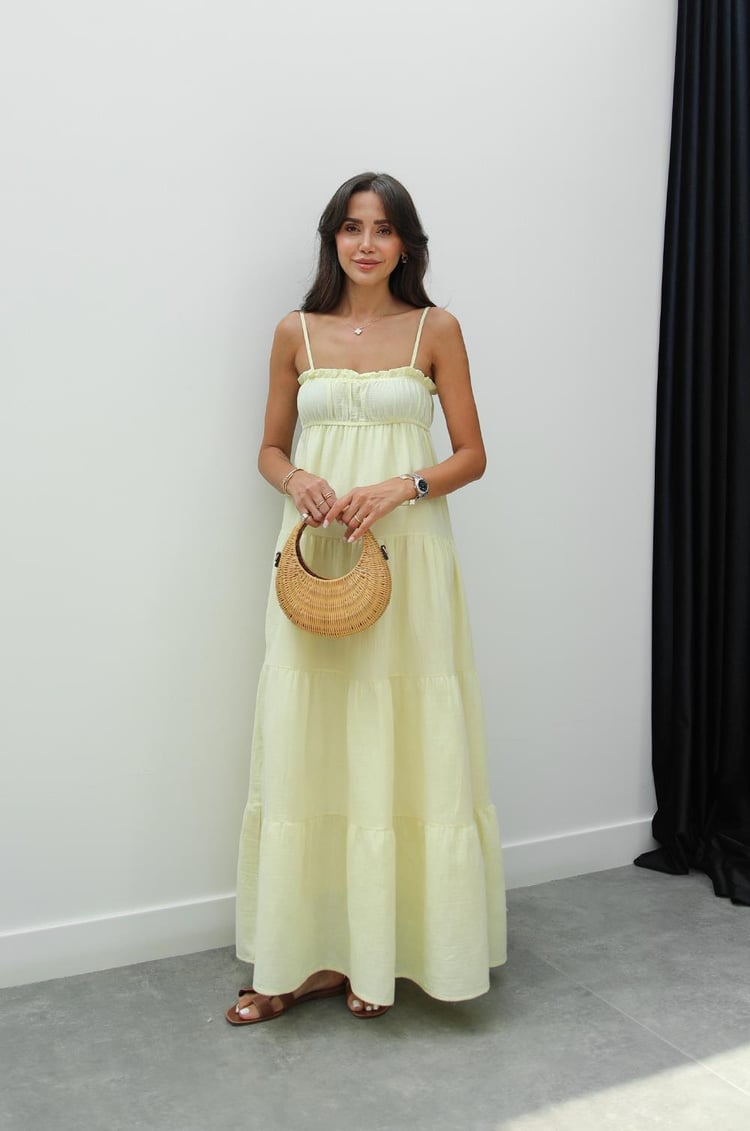 Sarı Harney Müslin Elbise